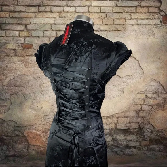 Jawbreaker Gothic Victorian Edwardian Prom Ball Witch Black Dress L - Picture 8 of 9